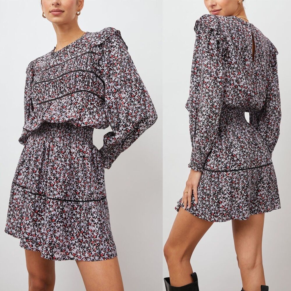 Rails Floral Mini Dress - Black, White, Red